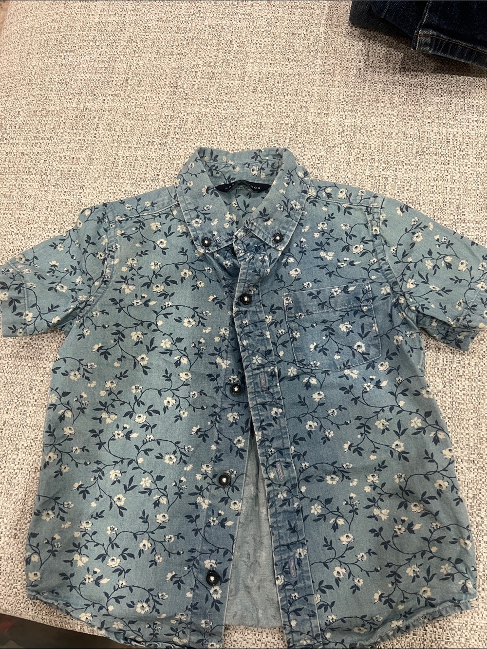 Janie and Jack Blue Floral Short-Sleeve Button-Down Shirt